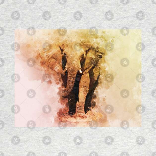 Powerful African Elephant - Watercolor by SPJE Illustration Photography